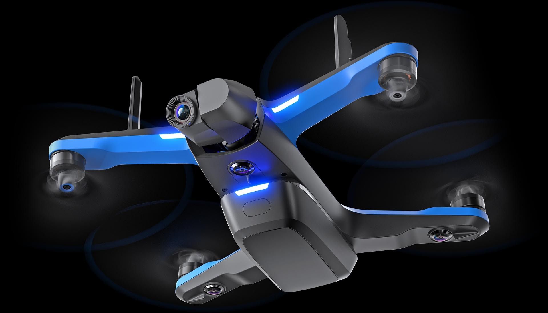 drone flying with black background